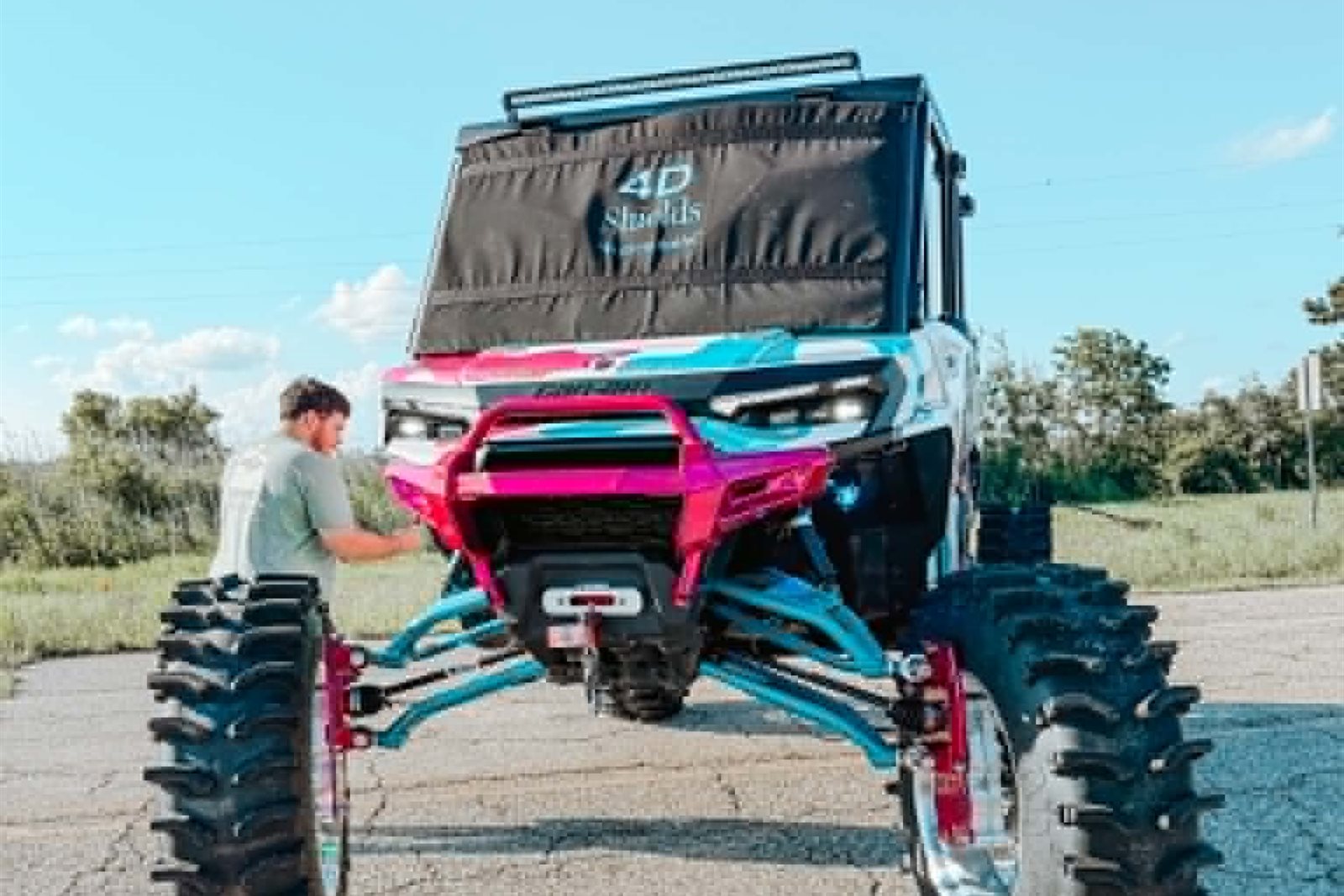 Austin from the Two Dime Customs team working on a customer build
